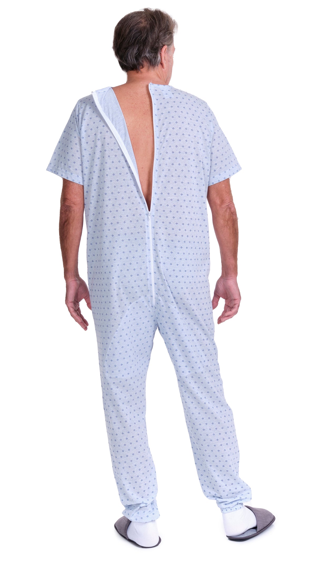 Pink Ferrucci Comfort sanitary pyjamas onesie jumpsuit with long sleeves, long trousers, back closure, made of cotton and polyester.