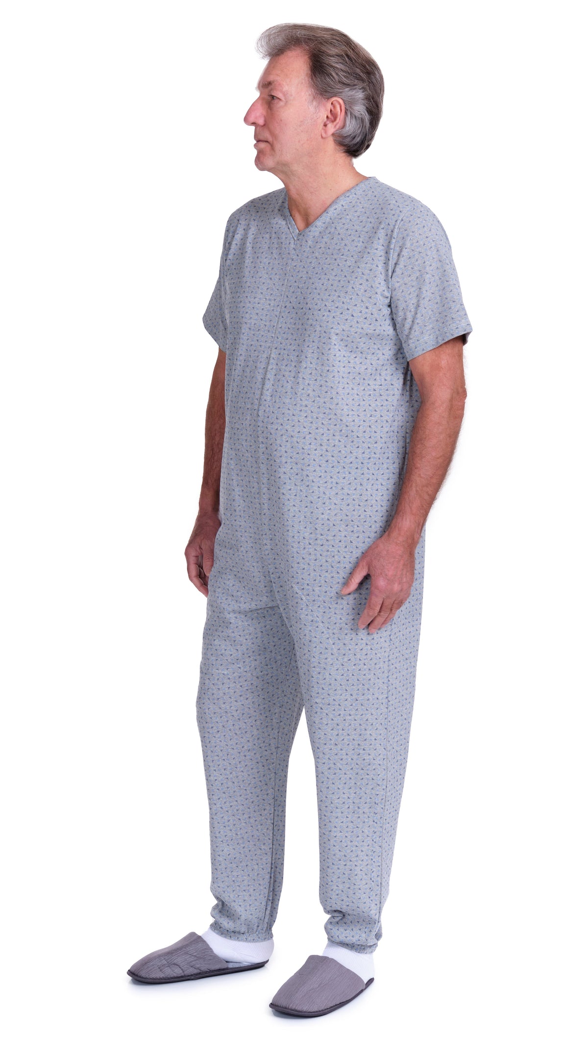 Pink Ferrucci Comfort sanitary pyjama onesie with long sleeves and trousers, back closure, made of cotton and polyester.