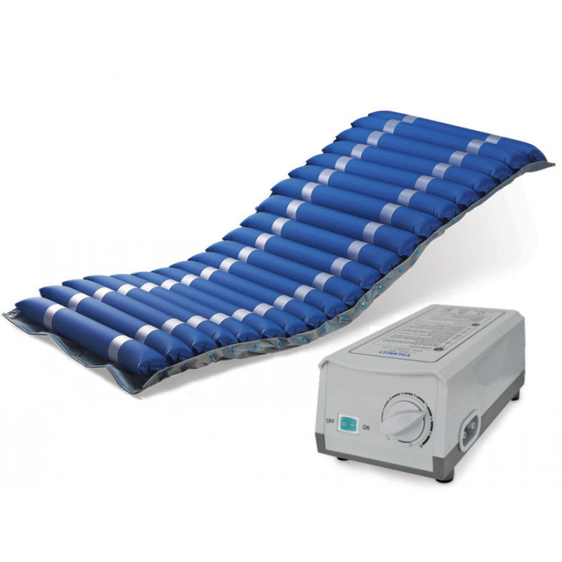 Ferrucci Comfort anti-decubitus air mattress with interchangeable cells and adjustable compressor, supports up to 140 kg.