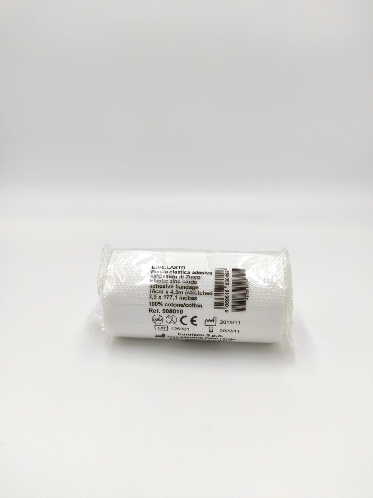 Ferrucci Comfort elastic adhesive bandage, 10 cm by 4.5 meters, with stretchable, medical-grade material for secure support and compression.