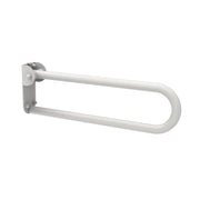 Foldable stainless steel bathroom grab bar from Ferrucci Comfort, wall-mounted safety support, 57 cm length, Class I medical device.