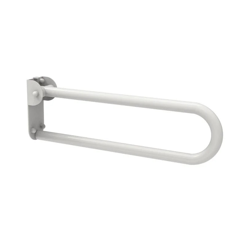 Foldable stainless steel bathroom grab bar from Ferrucci Comfort, wall-mounted safety support, 57 cm length, Class I medical device.