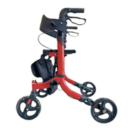 Foldable Ferrucci Comfort VITAWALK PRO rollator walker with brakes, seat, storage basket, and four wheels, lightweight aluminum frame.