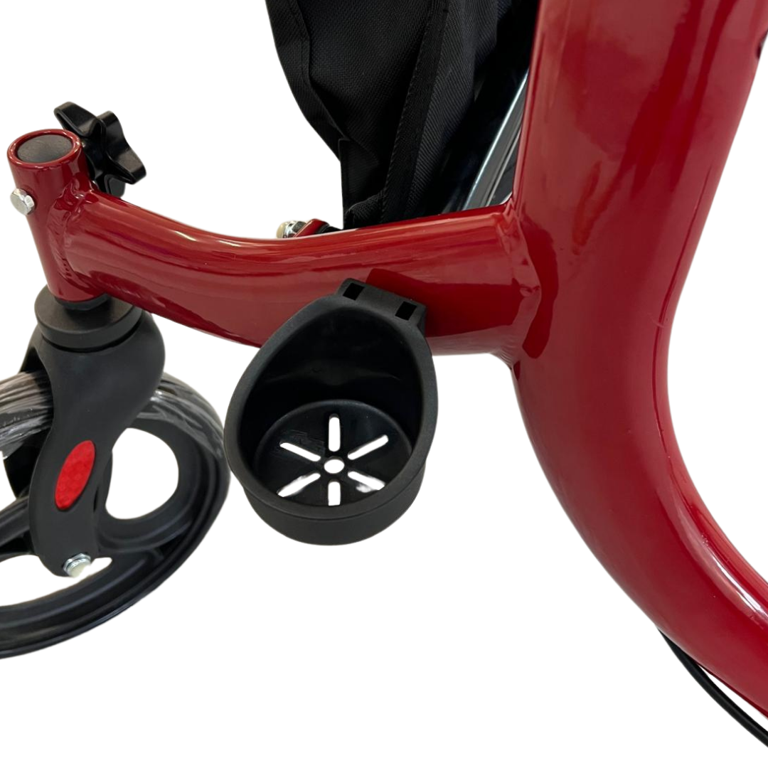 Foldable Ferrucci Comfort VITAWALK PRO rollator walker with brakes, seat, storage basket, four wheels, and lightweight aluminum frame.