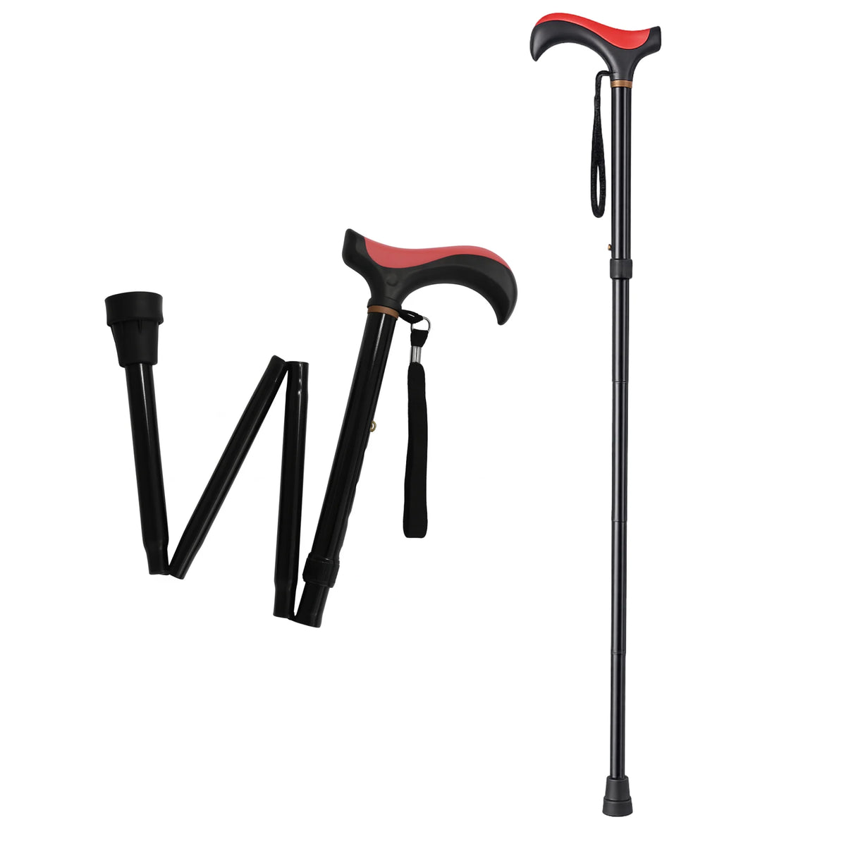 Foldable Ferrucci Comfort walking cane for adults and seniors with adjustable height and ergonomic T-handle, travel-friendly design.