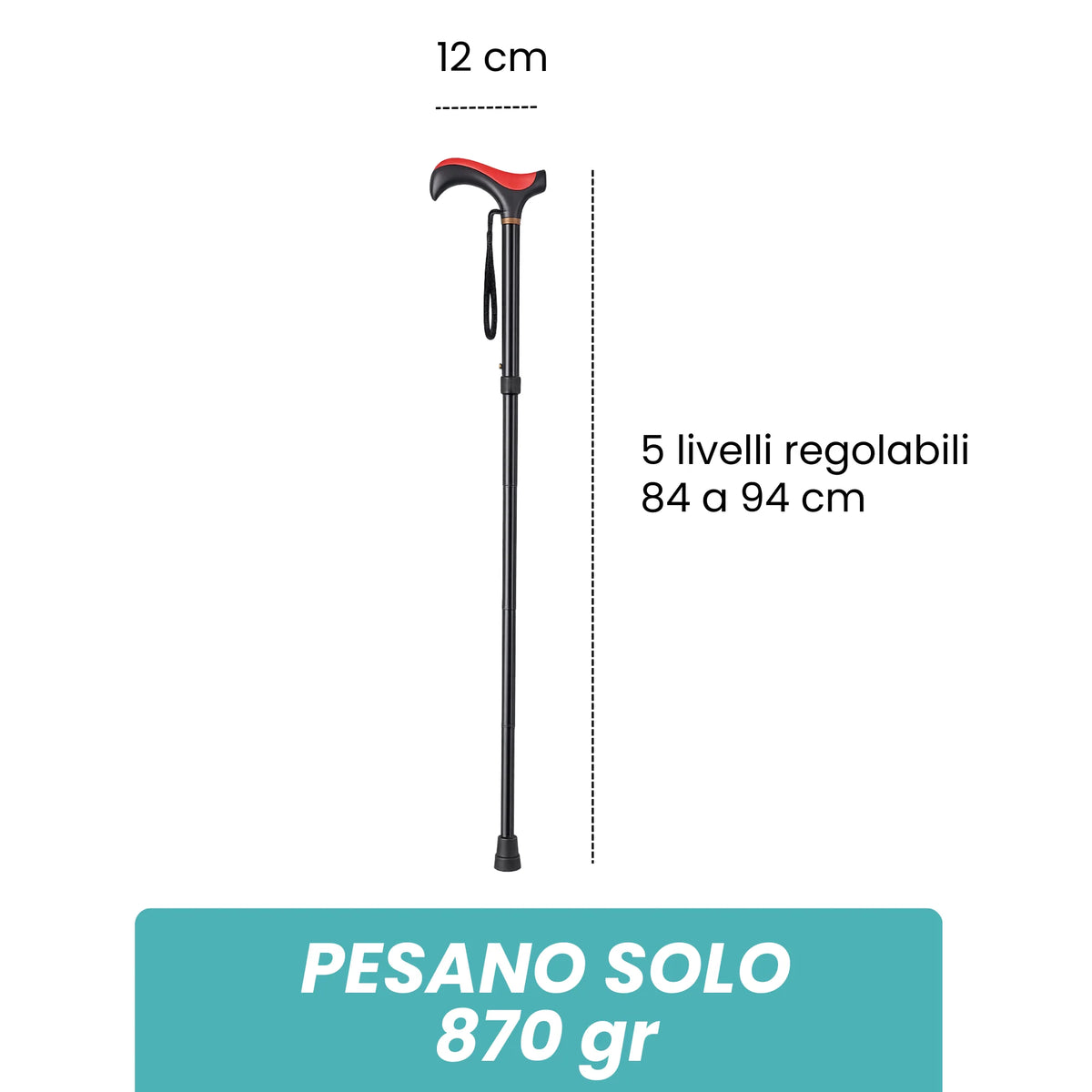 Foldable Ferrucci Comfort walking cane for adults and seniors with adjustable height and ergonomic T-handle, travel-friendly design.