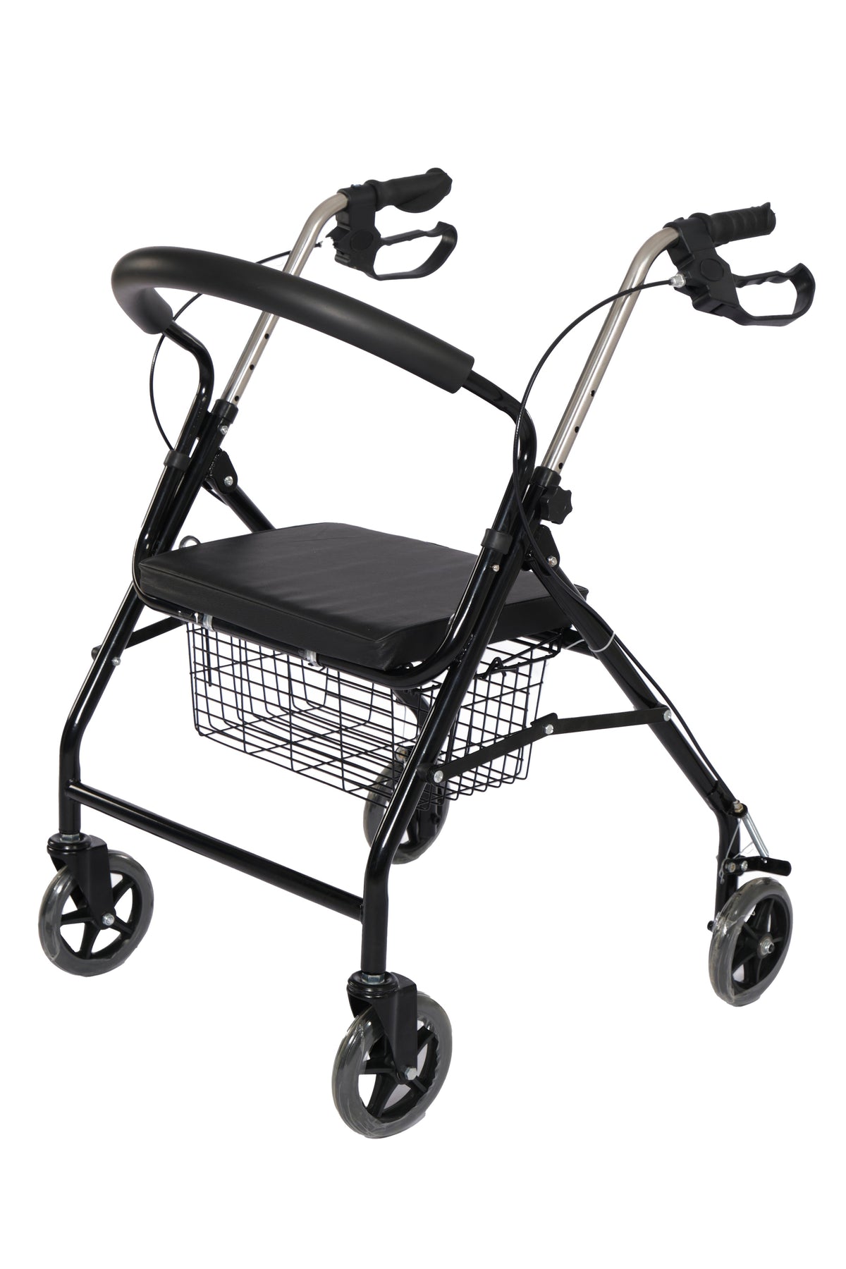 Foldable Ferrucci Comfort aluminum rollator with brakes, storage bag, suitable for seniors, supports up to 120 kg.