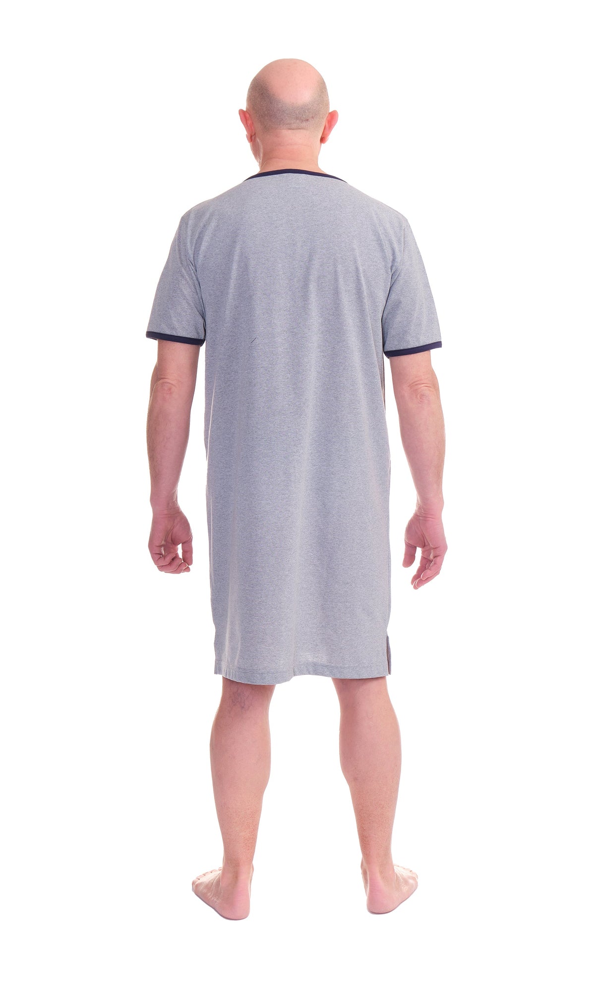 Front view of Ferrucci Comfort men's short sleeve V-neck nightshirt, soft fabric, relaxed fit, in a comfortable sleepwear style.