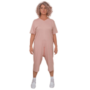 Blue Ferrucci Comfort geriatric pyjamas with back closure, adaptive clothing for Alzheimer's and dementia patients, front view.