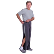 Gray post-operative rehabilitation trousers with side zips by Ferrucci Comfort, designed for easy wear and medical recovery.
