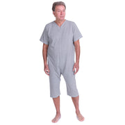 Light blue Ferrucci Comfort short-sleeved pajamas and shorts set with two zips, made from cotton-polyester blend.