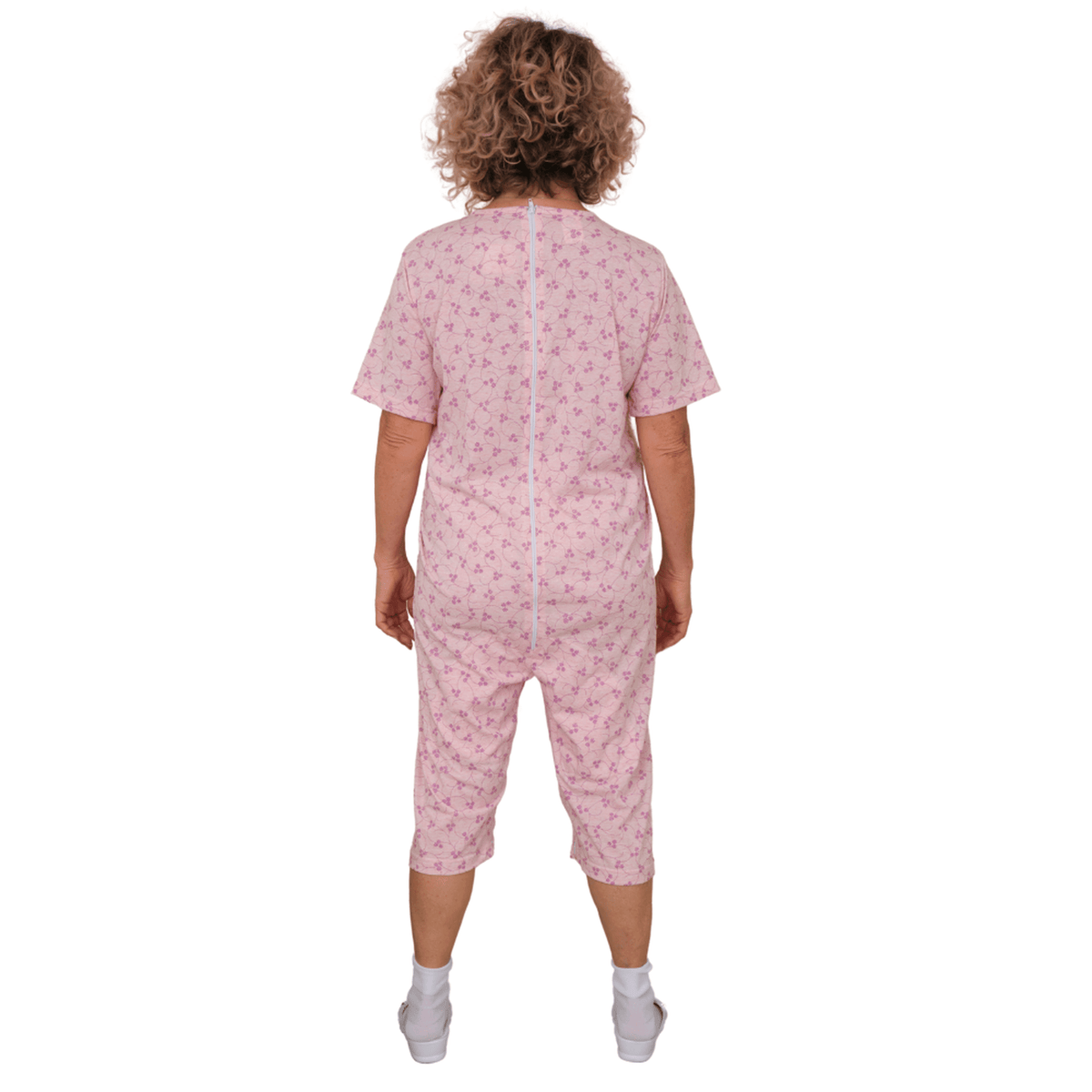 Ferrucci Comfort light blue short-sleeved pyjamas and shorts with two zips, cotton-polyester blend, comfortable sleepwear set.