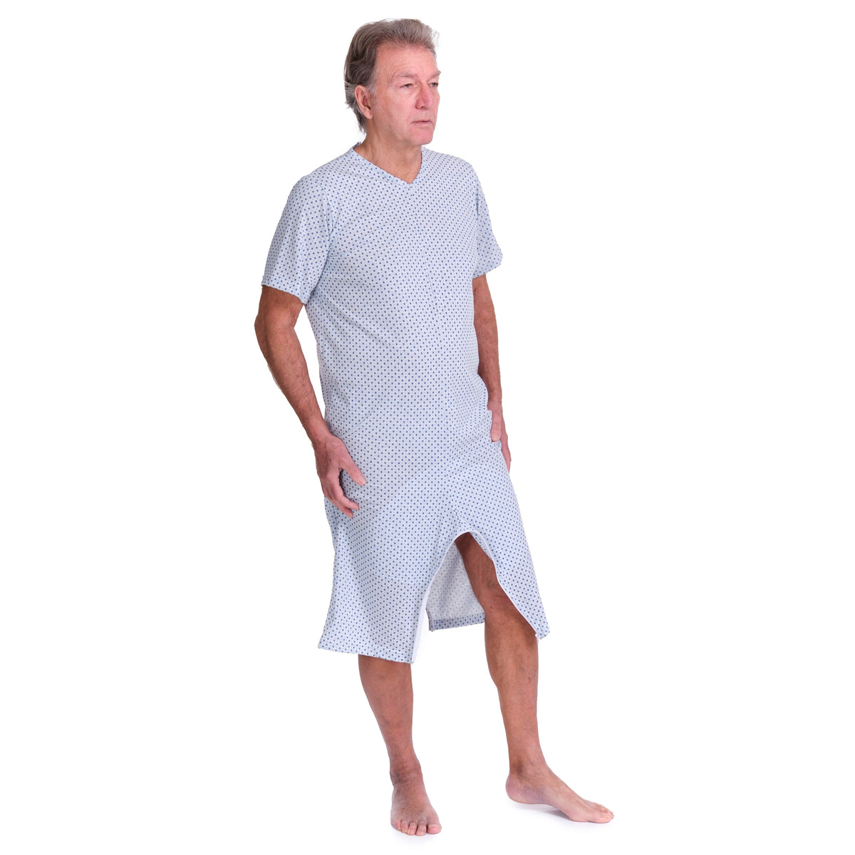 Light blue Ferrucci Comfort short-sleeved pyjamas and shorts with two zips, made from a cotton-polyester blend.