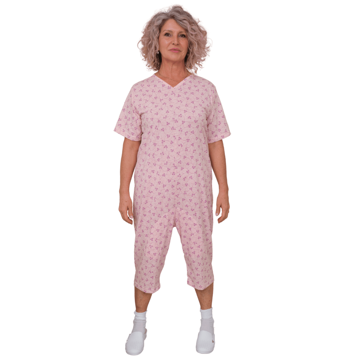 Light blue Ferrucci Comfort short-sleeved pyjamas and shorts set with two zips, made of cotton polyester blend.