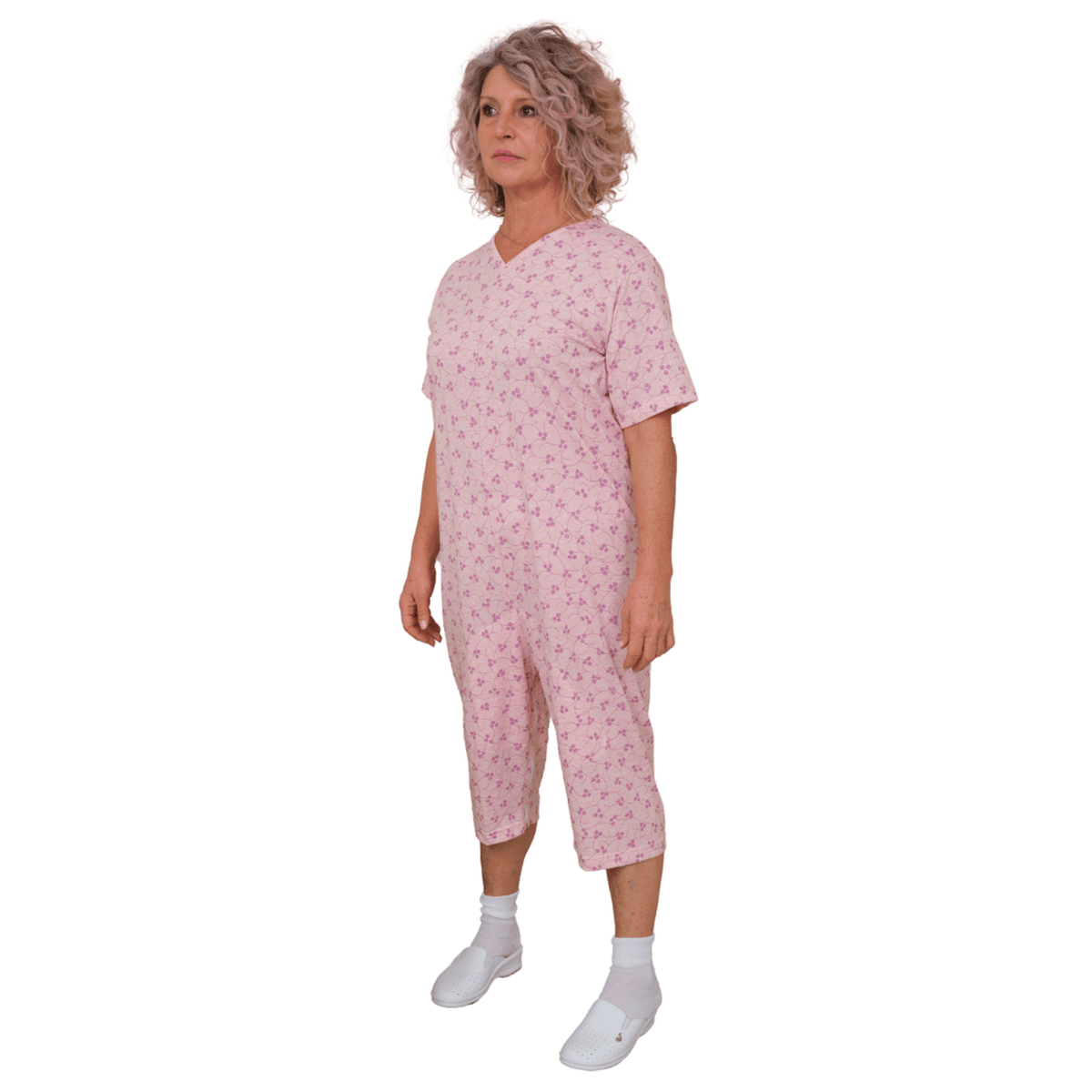 Light blue Ferrucci Comfort short-sleeved pajamas and shorts with two zips, made from a cotton-polyester blend, XS size.