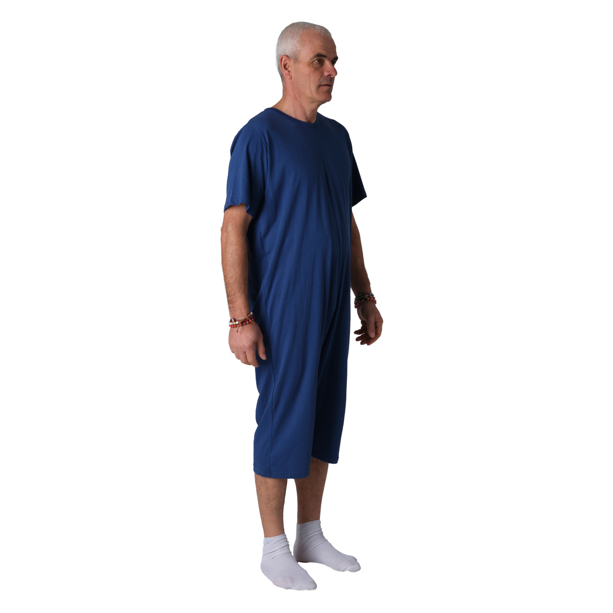 Pink Ferrucci Comfort adaptive back-zip pyjama set with short sleeves and shorts, designed for elderly dementia care, made of 100% cotton.
