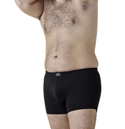 Six white men's oversized stretch cotton boxers by Marc Luis from the 339 New York Plus Size Collection, displayed in a 6-pack.