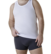 Men’s oversized tank top by Marc Luis featuring wide shoulders, made from 100% combed cotton, in white, crafted in Italy.